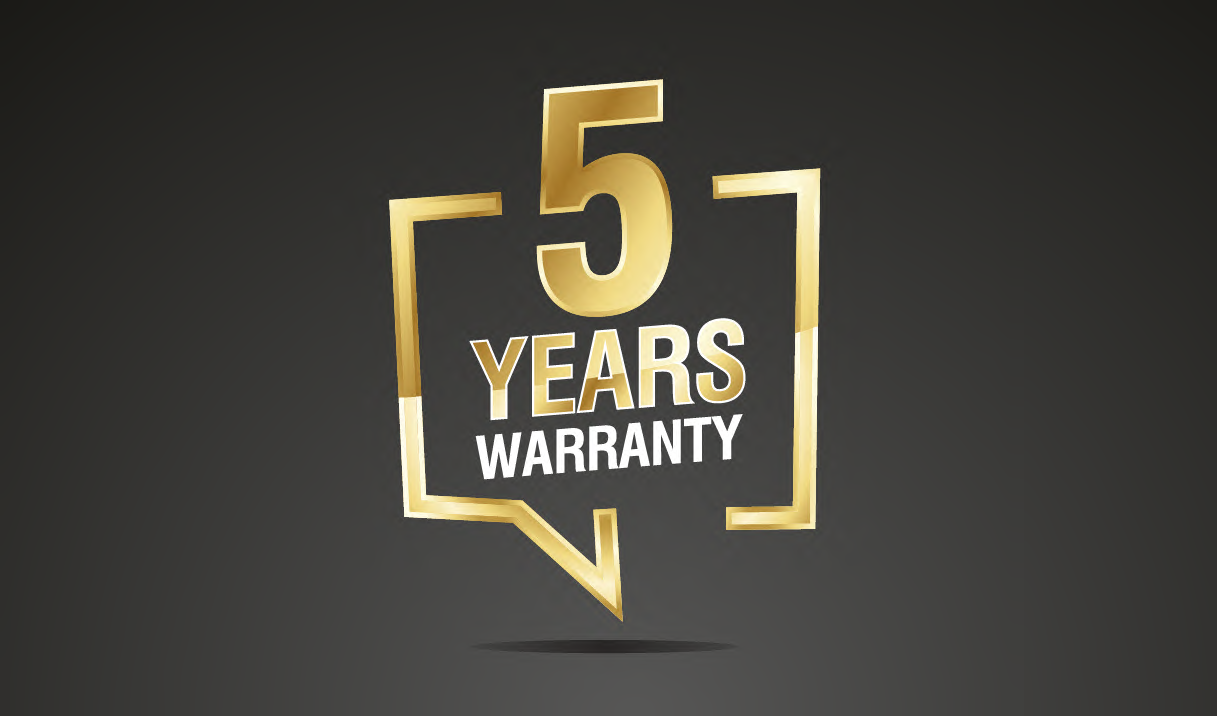 3. (EPS) 5year Warranty (Gold_White) Black Square Background VER 3